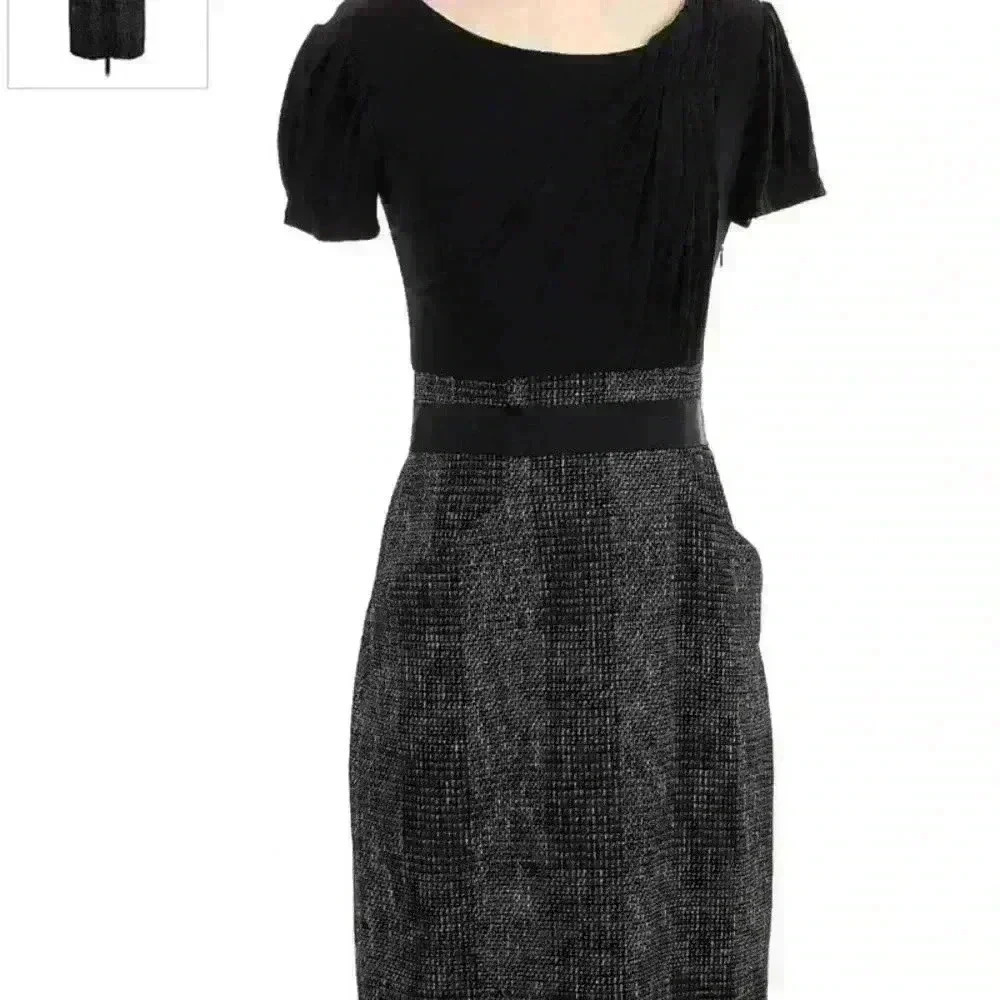 Max & Cleo Black Geometric Print Dress | Draped Neckline | Office | Size 6